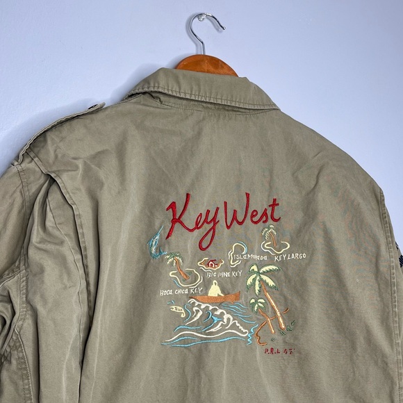 Vintage 90s Polo by Ralph Lauren Embroidered Key West Military Bomber Jacket R - Picture 3 of 12